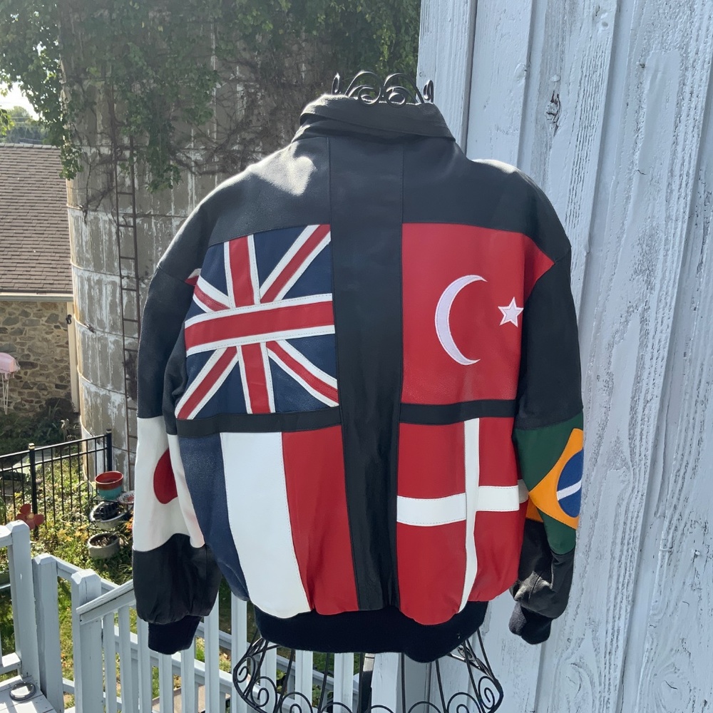 Vintage Phase 3 Flags Patchwork Bomber Leather Ja… - image 4